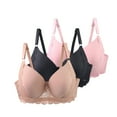 thumbnail image 1 of jobturf 3 Pack Lace Bras for Women Sheer Underwire Adjustable Strap Balconette Everyday Bras Full Coverage Comfortable Plus Size Bralettes, 1 of 9