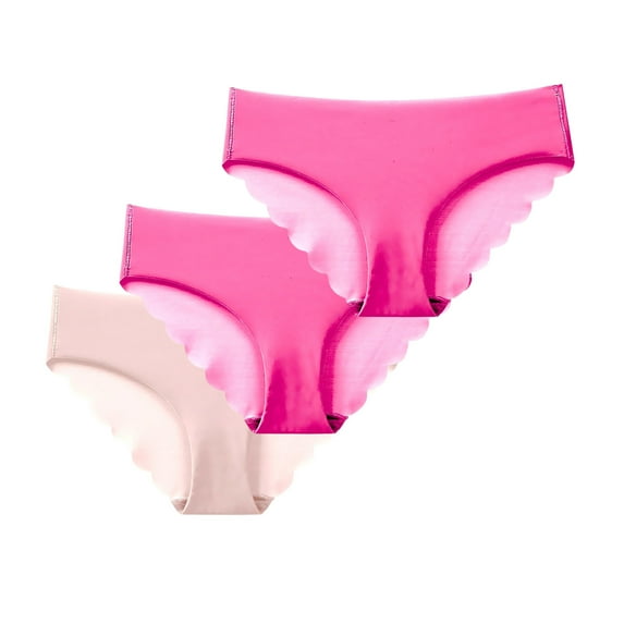 jobturf 3 Pack Seamless Underwear for Women Wave Edge Ice Silk Hipster Panties Low Rise Stretchy No Show Thongs Summer Breathable Briefs S-XXL