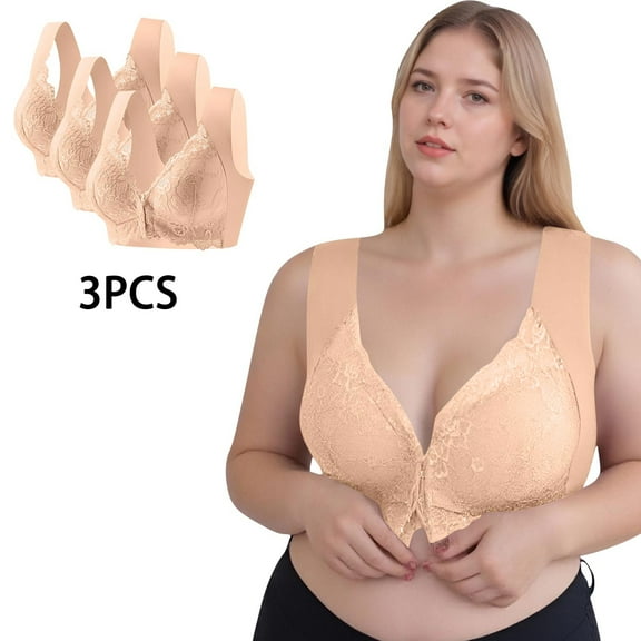 jobturf 3 Pack Sport Bras for Women Lace V Neck Supportive No Underwire Bralettes Comfort Breathable Push up Plus Size Bra