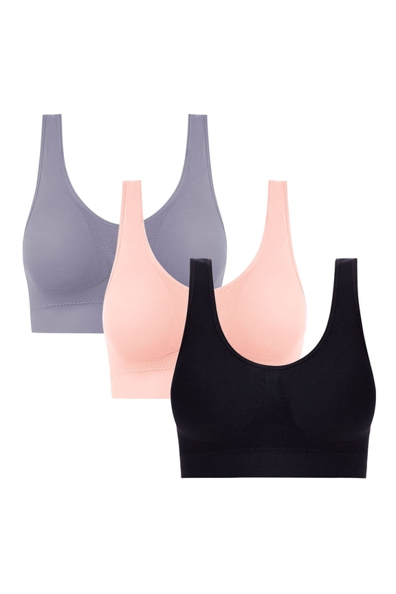3 Pack Sports Bras for Women Comfortable No Underwire Seamless Yoga Bra Stretch Crop Top Vest Fashion Breathable Full Coverage Bralettes