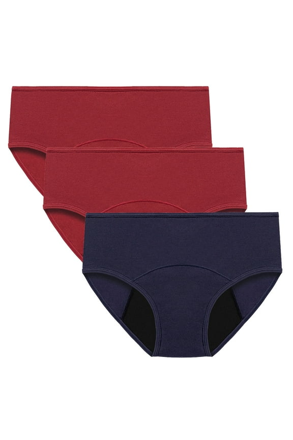 3 Pack Womens Menstrual Leak Proof Protective Panties Soft Breathable Hipsters Panties Ladies Period Underwear Leakproof Underpants S-5XL