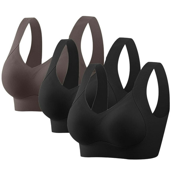 jobturf 3 Pack Womens Plus Size Bra Wireless Jelly Supportive Seamless Bras Full Coverage Push Up Comfortable No Underwire Tshirt Bras