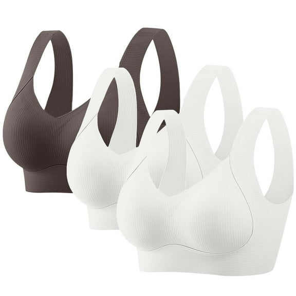 jobturf 3 Pack Womens Plus Size Bra Wireless Jelly Supportive Seamless Bras Full Coverage Push Up Comfortable No Underwire Tshirt Bras