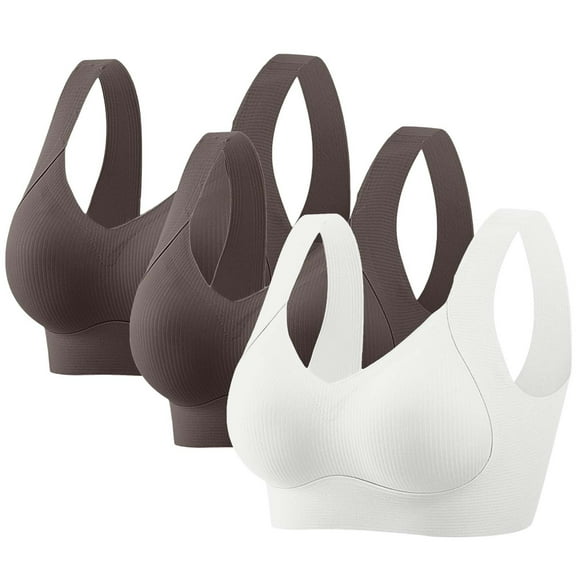 jobturf 3 Pack Womens Plus Size Bra Wireless Jelly Supportive Seamless Bras Full Coverage Push Up Comfortable No Underwire Tshirt Bras