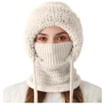 thumbnail image 1 of jobturf 3 in 1 Beanie Hat with Scarf and Mask Plush Fuzzy Winter Hats for Women Cute Fashion ​Windproof Balaclava for Cold Weather, 1 of 6