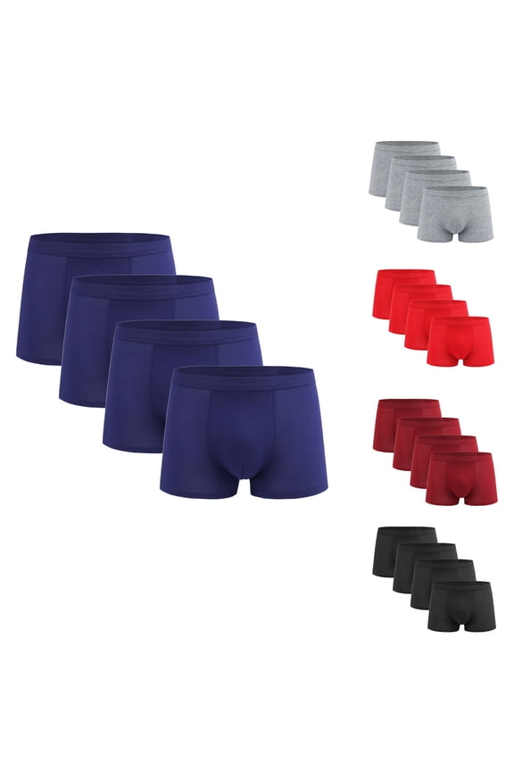 4 Pack Men Boxer Briefs Moisture Wicking Breathable Underwear High Waisted Stretchy Seamless Underpants Summer Fashion Boxers Trunks L-XXXXL