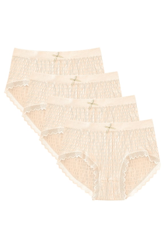 4 Pack Plus Size Underwear for Women Bubbles Ruched High Waisted Seamless No Show Briefs Breathable Full Coverage Cheeky Hipsters Panties