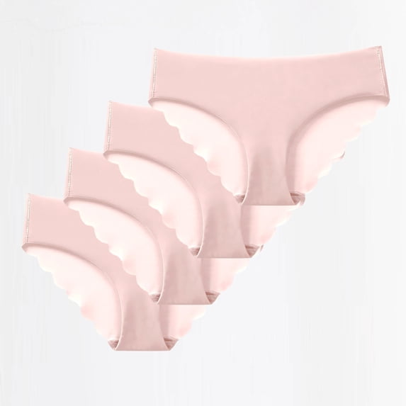 jobturf 4 Pack Seamless Underwear for Women Wave Edge Ice Silk Hipster Panties Low Rise Stretchy No Show Thongs Summer Breathable Briefs S-XXL
