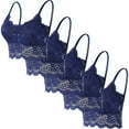 thumbnail image 1 of jobturf 5 Pack Bras for Women Trendy Spaghetti Strap Lace Trim Crop Top Comfy Full Coverage Bralettes No Underwire Everyday T Shirt Bra, 1 of 1