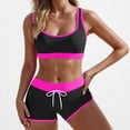 thumbnail image 1 of jobturf Athletic Swimsuits for Women Two Piece Sets Racerback Crop Top with Boy Shorts Bathing Suits Summer Color Block High Waisted Bikini Sets, 1 of 8