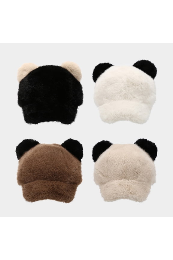 Baseball Caps for Men Women Cute Panda Style Winter Hats Cycling Casual Hip Hop Hat Thickened Warm Fleece Beanie for Cold Weather