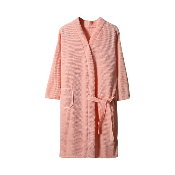 jobturf Bathrobe for Women Long Sleeve Knit Fleece Short Spa Robe Casual Lightweight Robes Sleepwear with Pockets