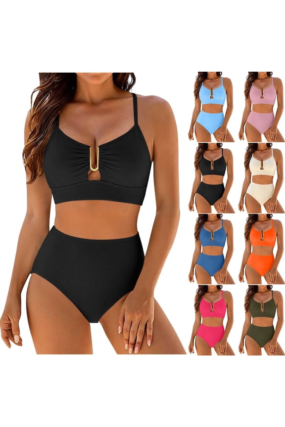Bikini Sets for Women Trendy U-Wire Cutout Swim Bra with Underwear Bathing Suits Beach Vacation Swimsuits 2 Piece Outfits S-XXL