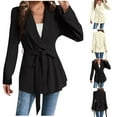 thumbnail image 1 of jobturf Blazers for Women Business Casual Shawl Collar Belted Lightweight Jackets Fall Spring Fashion Long Sleeve Going Out Tops Work Office Coats, 1 of 3