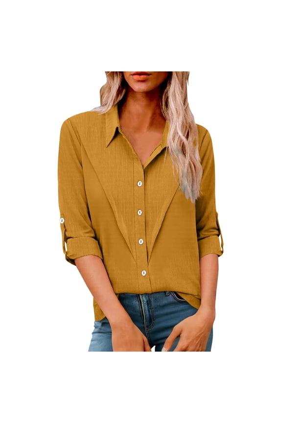 Button Down Shirts for Women Business Office Work Blouses Dressy Casual Basic Tees Spring Fashion Long Sleeve Going Out Tops