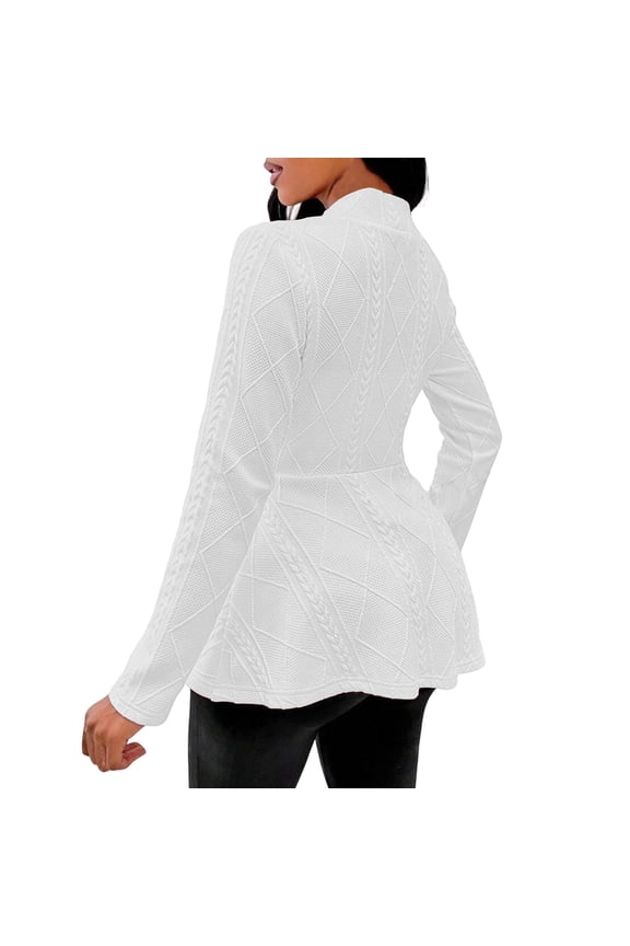 Cable Knit Single Button Jacket Women Y2k Flared Hem Slim Fit Long Sleeve Jackets Fall Textured Casual Outerwear S-2XL
