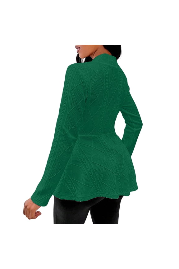 Cable Knit Single Button Jacket Women Y2k Flared Hem Slim Fit Long Sleeve Jackets Fall Textured Casual Outerwear S-2XL