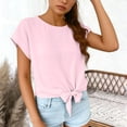 thumbnail image 1 of jobturf Crew Neck T Shirts for Women Cute Bow Knot Hem Short Sleeve Tops Work Going Out Basic Tees Summer Vacation Outfits S-XXL, 1 of 7