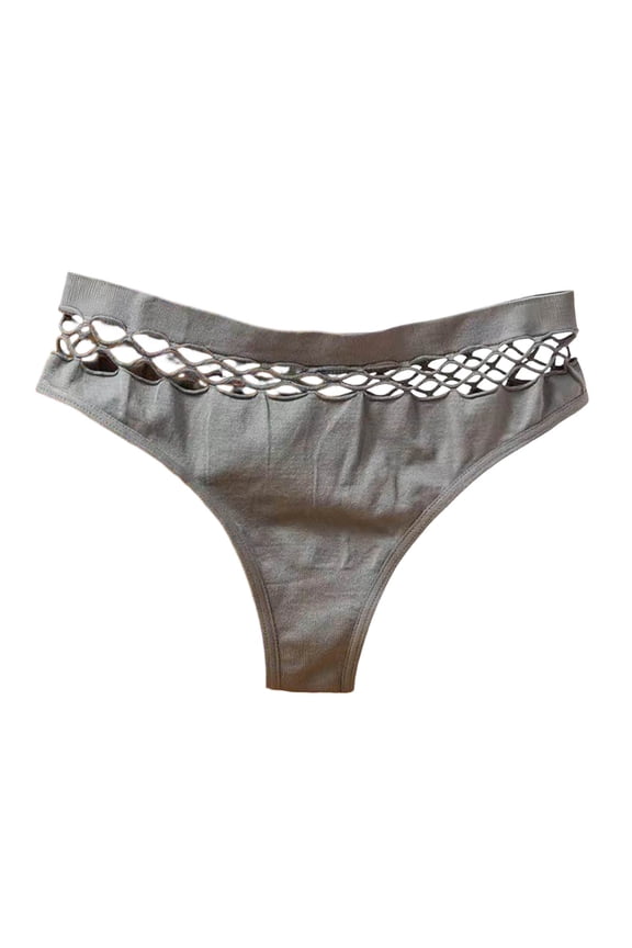 Cutout Waistband Thongs for Women Mid Rise Triangle Underwear Soft Stretchy Comfortable Ladies Panties M-2XL