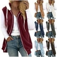thumbnail image 1 of jobturf Fleece Vest Women Soft Comfy Warm Lightweight Jackets Spring Casual Outerwear Fall Winter Fashion Drawstring Zip up Hoodie, 1 of 6