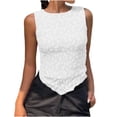 thumbnail image 1 of jobturf Floral Lace Tank Tops for Women Asymmetric Hem Slim&nbsp;Fitted Sleeveless Shirts Going Out Summer Blouses Beach Vacation Outfits S-XL, 1 of 6