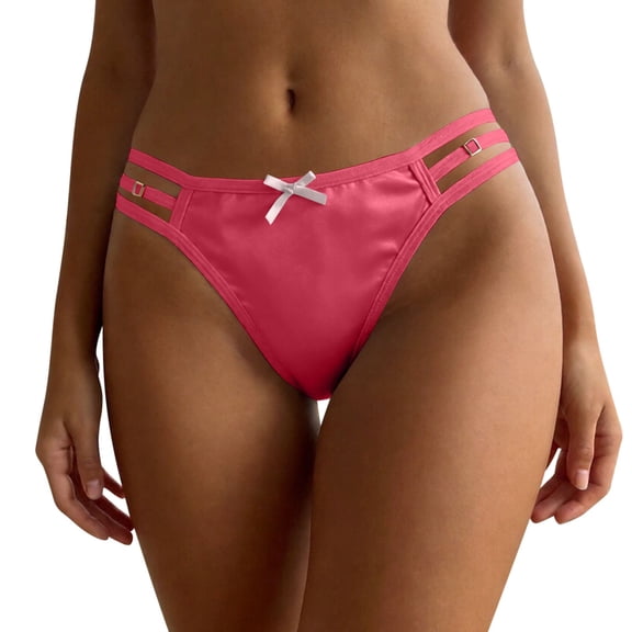 jobturf G String Thongs for Women Low Rise Cut Out Triangle Underwear Soft Stretchy Ladies Panties with Bow Decoration S-XL