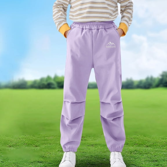 jobturf Girls Cargo Pants Elastic Waist Straight Leg Jogger Pants Teen Girls Casual Workout Tapered Pants with Pockets 5-16 Years