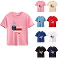 thumbnail image 1 of jobturf Girls Clothes 4th of July Party Patriotic Shirts Holiday Short Sleeve Summer Tops Cute Graphic Tees Size&nbsp;2-13&nbsp;Years, 1 of 4