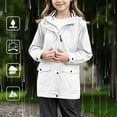 thumbnail image 1 of jobturf Girls Rain Jackets Lightweight Waterproof Hooded Raincoats Full Zip Button Down Teen Girls Outdoor Windbreakers with Flip Pockets 5-16 Years, 1 of 8