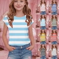 thumbnail image 1 of jobturf Girls Shirts Cute Crew Neck Short Sleeve Blouses Fashion Striped Basic Tees Holiday Beach Vacation Summer Tops Size 5-15 Years, 1 of 8