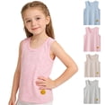 thumbnail image 1 of jobturf Girls Tank Tops Casual Crew Neck Striped Sleeveless Shirts Beach Vacation Basic Tees Loose Summer Blouses Size 2-10 Years, 1 of 9