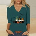 thumbnail image 1 of jobturf Halloween Shirts for Women Ghost Cat Printed 3/4 Length Sleeve T-Shirt Gifts Retro Festival Spooky Season Tees Tops, 1 of 5