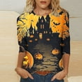 thumbnail image 1 of jobturf Halloween Shirts for Women Girls Novelty Graphic Blouses Ghost Pumpkin Tee Tops Spooky Season Festival Costumes, 1 of 5