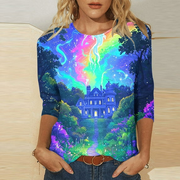 jobturf Halloween Shirts for Women Girls Novelty Graphic Blouses Ghost Pumpkin Tee Tops Spooky Season Festival Costumes