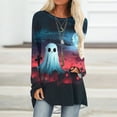 thumbnail image 1 of jobturf Halloween Shirts for Women Pumpkin Printed Cute Long Sleeve T Shirts Novelty Ghost Graphic Tops Fall Tee Fashion Festival Gift, 1 of 5