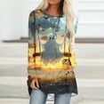 thumbnail image 1 of jobturf Halloween Shirts for Women Pumpkin Printed Cute Long Sleeve T Shirts Novelty Ghost Graphic Tops Fall Tee Fashion Festival Gift, 1 of 5