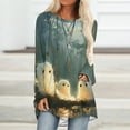 thumbnail image 1 of jobturf Halloween Shirts for Women Pumpkin Printed Cute Long Sleeve T Shirts Novelty Ghost Graphic Tops Fall Tee Fashion Festival Gift, 1 of 5