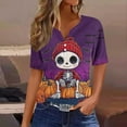 thumbnail image 1 of jobturf Halloween Shirts for Women Skeleton Gothic Graphic Casual Short Sleeve Shirts Skull Novelty Spooky Tee Tops, 1 of 5