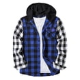 thumbnail image 1 of jobturf Hoodies for Men Long Sleeve Button Down Plaid Shirt Jacket Lightweight Hooded Sweatshirt Fall Spring Fashion Drawstring Flannel Shacket, 1 of 5