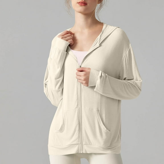 jobturf Hoodies for Women Sun Protection Long Sleeve Sweatshirts Full Zip UPF 50 Lightweight Outdoor Shirts with Pocket