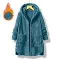 thumbnail image 1 of jobturf Jackets for Women Casual Single Breasted Hooded Fleece Coats Fall Winter Casual lightweight Dressy Long Trench Coat with Pockets, 1 of 9