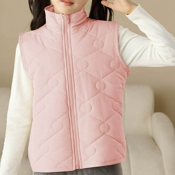 jobturf Kids Boys Girls Puffer Vest Lightweight Full Zip Sleeveless Jackets Casual Stand Collar Warm Winter Snow Waistcoat Outerwear 3-15 Years