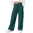 thumbnail image 1 of jobturf Kids Pants for Girls Winter Thickened Warm Sweatpants Fashion Solid Soft Comfy High Waisted Trousers with Pockets Size 9-10 Years, 1 of 7