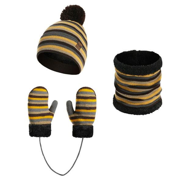 jobturf Kids Winter Beanie Hat Scarf Gloves Set for Boys Girls 4-15 Years Warm Skull Cap Fleece Lined Knitted Hat Outfit Sets