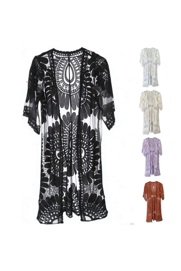 Long Cardigans for Women Sheer Mesh See Through Swimsuit Coverup Beach Vacation Bathing Suit Cover Up Summer Open Front Cardigan
