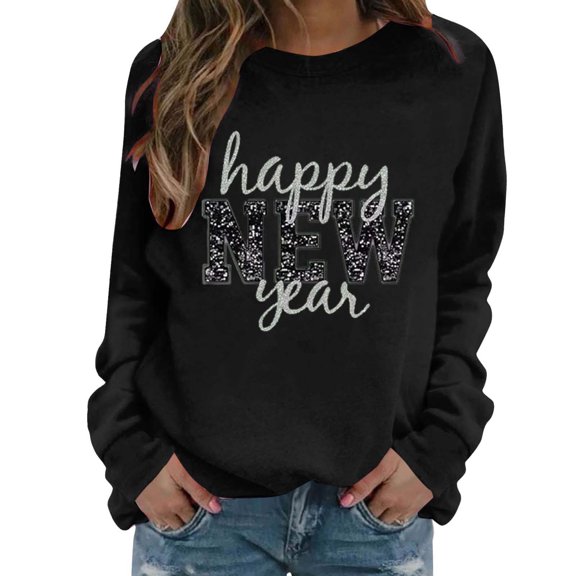 jobturf Long Sleeve Shirts for Women Spring Summer Fashion Letter Printed Graphic Tees Comfy Loose Ladies Blouses Holiday Party Tops