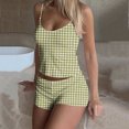 thumbnail image 1 of jobturf Lounge Sets for Women Summer Fashion Plaid Pajama Set Spaghetti Straps Scoop Neck Tank Tops and Shorts Matching Pjs 2 Piece Outfits, 1 of 8