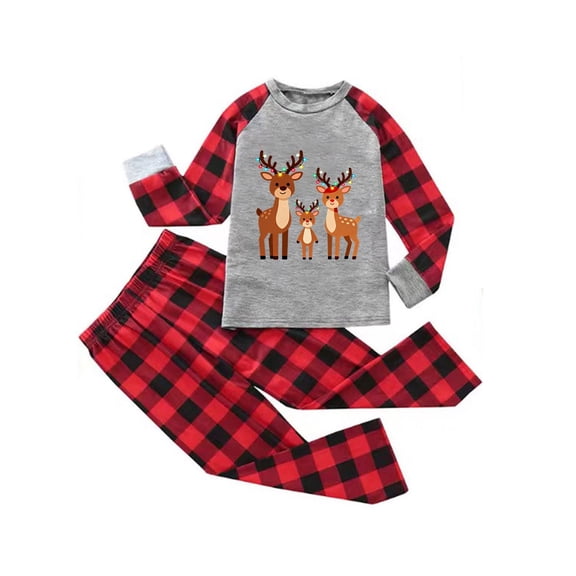 jobturf Matching Christmas Pajamas for Family 2 Piece Outfits Cute Pj Sets Xmas Fashion Long Sleeve Shirts and Plaid Pants Festival Outfits Size 90