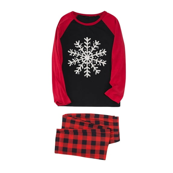 jobturf Matching Family Pajamas Christmas Festival Lounge Sets Fall Winter Fashion Long Sleeve Graphic Tees and Plaid Pants 2 Piece Sets Size S