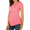 thumbnail image 1 of jobturf Maternity Shirts for Women Trendy Pleated Front Crew Neck Tunic Tops Comfy&nbsp;Loose Short Sleeve Blouses Summer Pregnancy Clothes S-XXL, 1 of 5